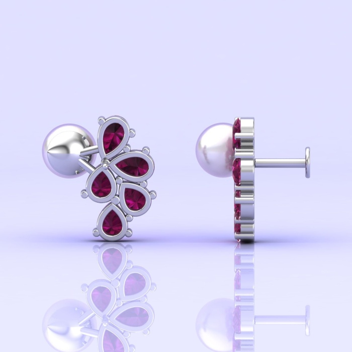 Rhodolite Garnet 14K Stud Earrings, Pearl Stud Earrings, Deluxe Jewelry, Handmade Jewelry, Anniversary Gift, Gift For Women, Natural Garnet | Save 33% - Rajasthan Living 11