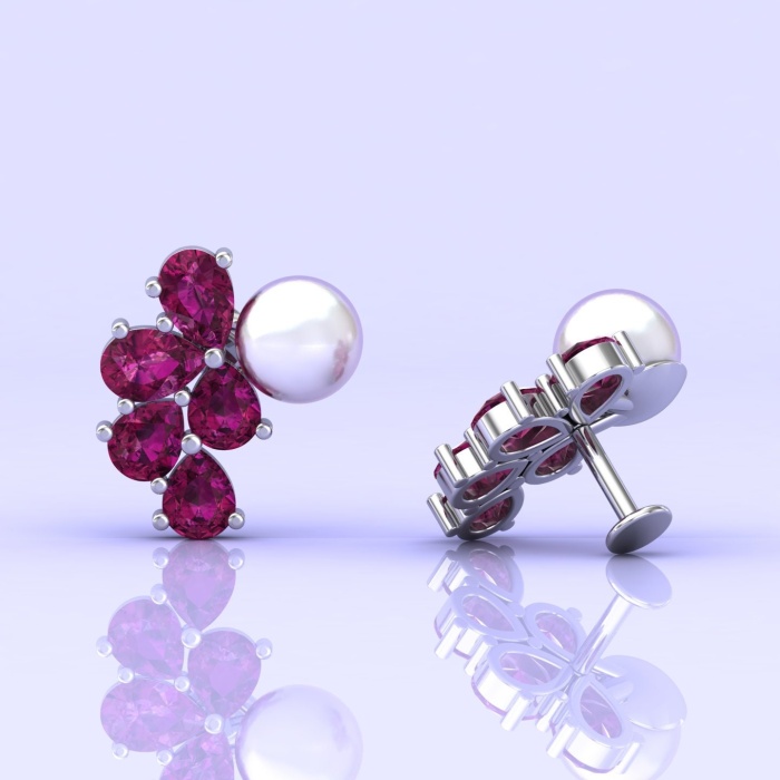 Rhodolite Garnet 14K Stud Earrings, Pearl Stud Earrings, Deluxe Jewelry, Handmade Jewelry, Anniversary Gift, Gift For Women, Natural Garnet | Save 33% - Rajasthan Living 13