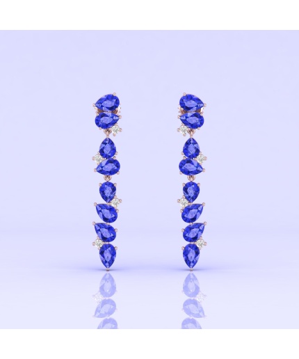 14K Dainty Natural Tanzanite Drop Earrings, Gold Stud Jewelry For Her, Everyday Gemstone Earring For Women, December Birthstone Jewellery | Save 33% - Rajasthan Living