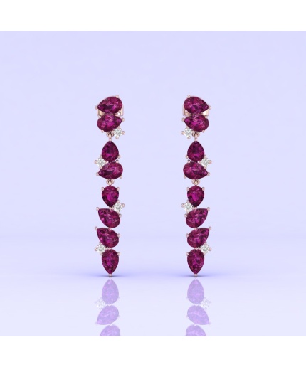 Natural Rhodolite Garnet 14K Dainty Earrings, Gold Drop Earrings For Women, Everyday Gemstone Earring For Her, January Birthstone Jewelry | Save 33% - Rajasthan Living