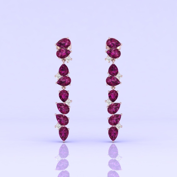 Natural Rhodolite Garnet 14K Dainty Earrings, Gold Drop Earrings For Women, Everyday Gemstone Earring For Her, January Birthstone Jewelry | Save 33% - Rajasthan Living 5