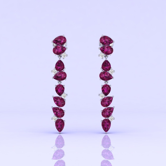 Natural Rhodolite Garnet 14K Dainty Earrings, Gold Drop Earrings For Women, Everyday Gemstone Earring For Her, January Birthstone Jewelry | Save 33% - Rajasthan Living 8