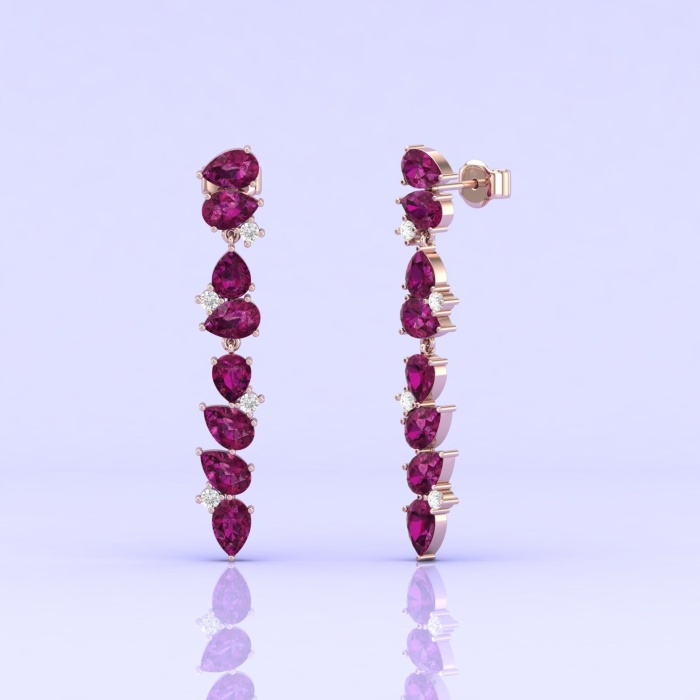 Natural Rhodolite Garnet 14K Dainty Earrings, Gold Drop Earrings For Women, Everyday Gemstone Earring For Her, January Birthstone Jewelry | Save 33% - Rajasthan Living 6