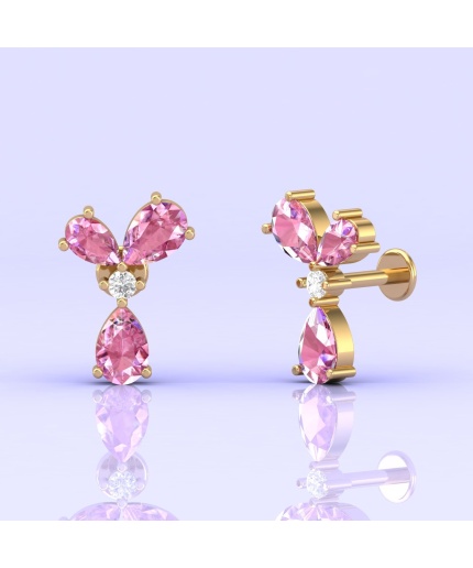 14K Pink Spinel Stud Earrings, Party Jewelry, Handmade Jewelry, Anniversary Gift, Birthstone Earrings, August Birthstone, Gemstone Jewelry | Save 33% - Rajasthan Living