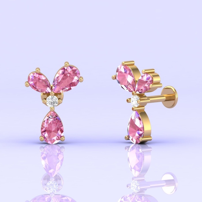 14K Pink Spinel Stud Earrings, Party Jewelry, Handmade Jewelry, Anniversary Gift, Birthstone Earrings, August Birthstone, Gemstone Jewelry | Save 33% - Rajasthan Living 5