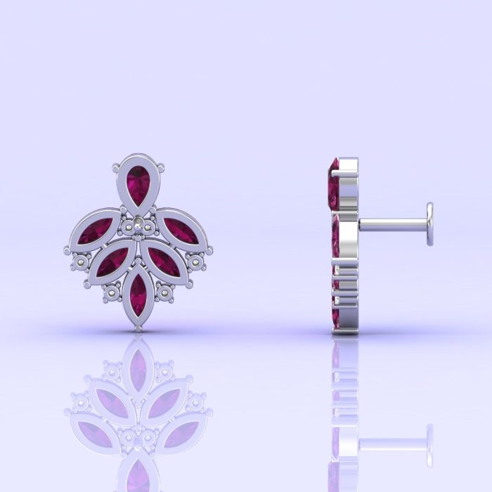 Rhodolite Garnet 14K Dainty Stud Earrings, Party Jewelry, Art Nouveau Earrings, Birthstone Jewelry, Gemstone Earrings, Minimal Style, Garnet | Save 33% - Rajasthan Living 11