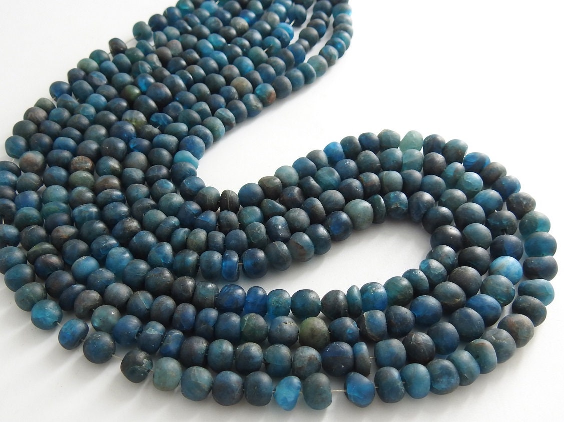 Neon Blue Apatite Roundel Bead,Smooth,Matte Polished,Handmade Gemstone,Loose Stone,Wholesaler Supplies,16Inch Strand,100%Natural | Save 33% - Rajasthan Living 15