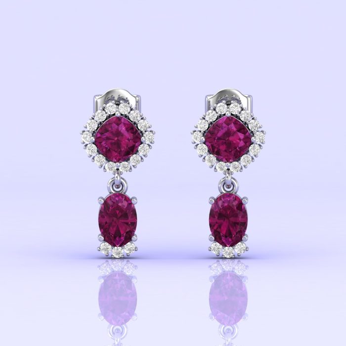 Rhodolite Garnet 14K Dangle Earrings, Dainty Raspberry Garnet Earrings, Handmade Jewelry, Party Jewelry, Art Nouveau Jewelry, Gift For Her | Save 33% - Rajasthan Living 10