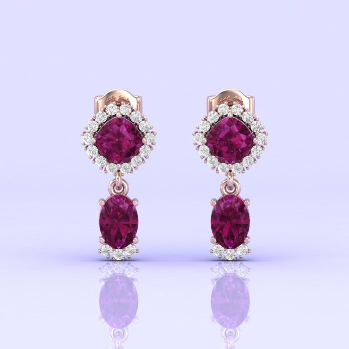 Rhodolite Garnet 14K Dangle Earrings, Dainty Raspberry Garnet Earrings, Handmade Jewelry, Party Jewelry, Art Nouveau Jewelry, Gift For Her | Save 33% - Rajasthan Living 7