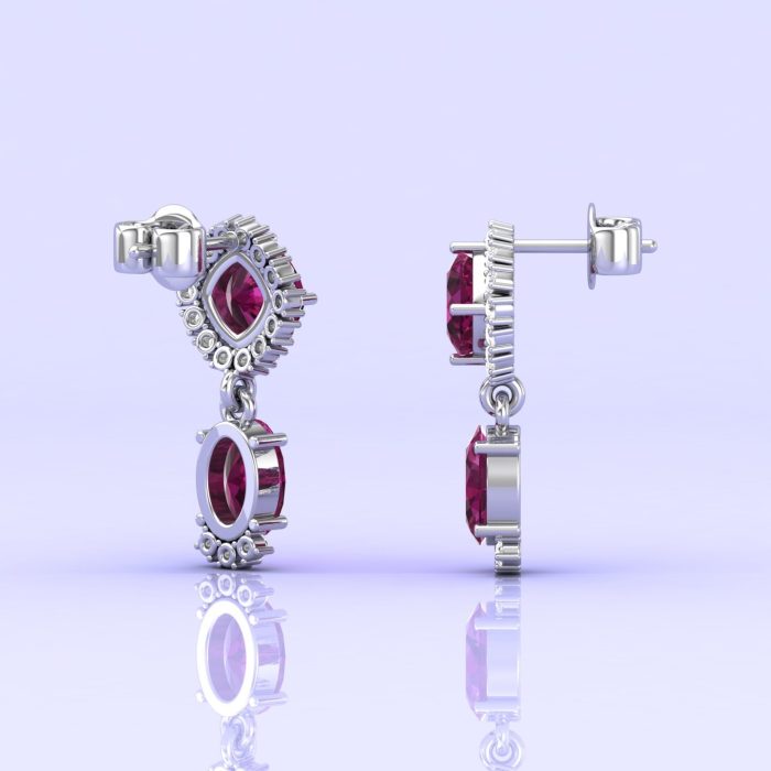 Rhodolite Garnet 14K Dangle Earrings, Dainty Raspberry Garnet Earrings, Handmade Jewelry, Party Jewelry, Art Nouveau Jewelry, Gift For Her | Save 33% - Rajasthan Living 12