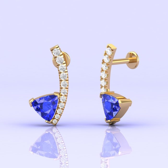 Dainty 14K Tanzanite Drop Earrings, Natural Tanzanite Earrings, Handmade Jewelry, Trillion Cut Jewelry, Gift For Women, Anniversary Gift | Save 33% - Rajasthan Living 11