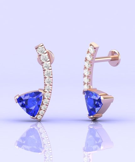 Dainty 14K Tanzanite Drop Earrings, Natural Tanzanite Earrings, Handmade Jewelry, Trillion Cut Jewelry, Gift For Women, Anniversary Gift | Save 33% - Rajasthan Living