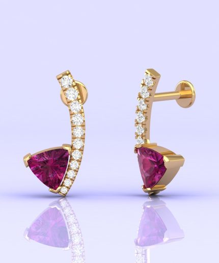 14K Dainty Rhodolite Dangle Earrings, Handmade Jewelry, Gift For Women, Party Jewelry, Minimalist Earrings, Art Nouveau Earrings, Garnet Cut | Save 33% - Rajasthan Living