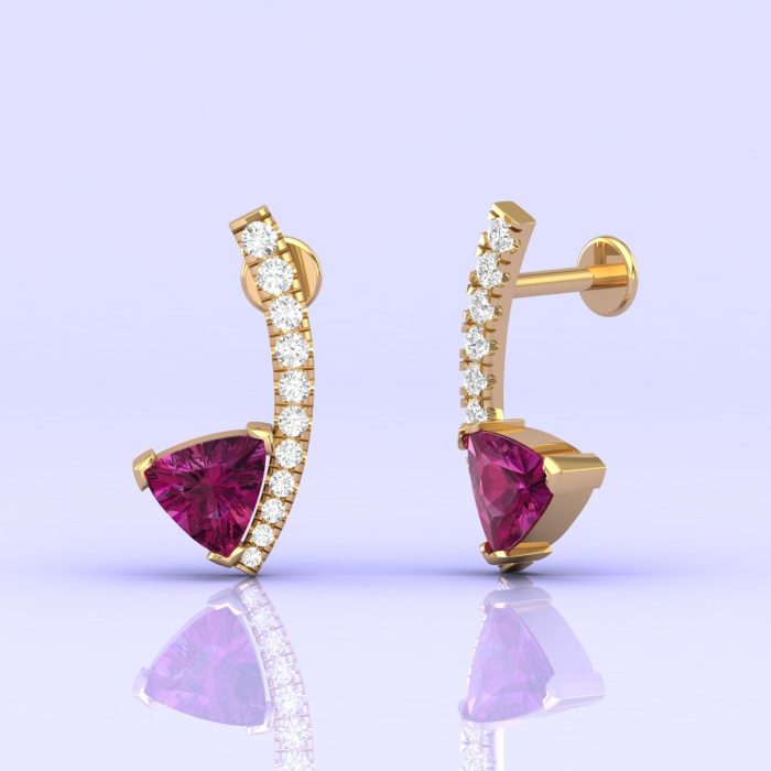 14K Dainty Rhodolite Dangle Earrings, Handmade Jewelry, Gift For Women, Party Jewelry, Minimalist Earrings, Art Nouveau Earrings, Garnet Cut | Save 33% - Rajasthan Living 5
