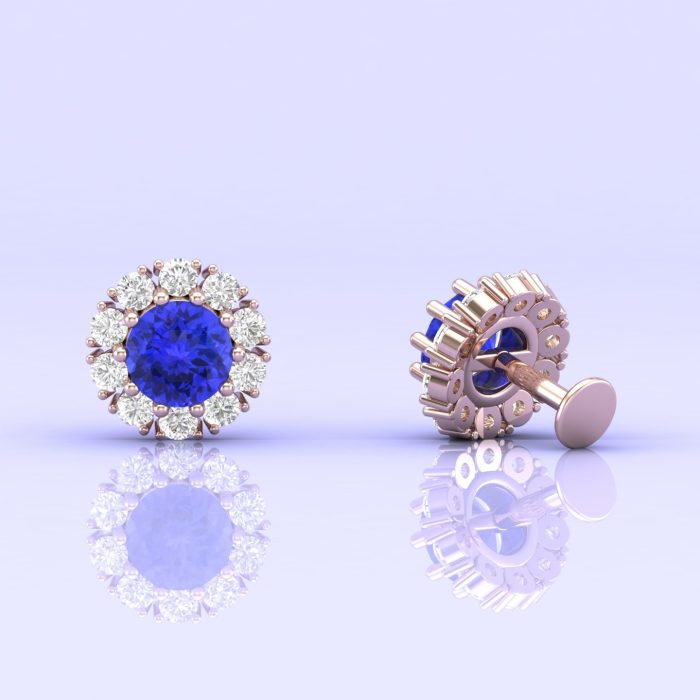 Tanzanite 14K Dainty Stud Earrings, Art Deco Style Earrings, Handmade Jewelry, Flower Stud Earrings, Party Jewelry, Gift For Women, December | Save 33% - Rajasthan Living 12