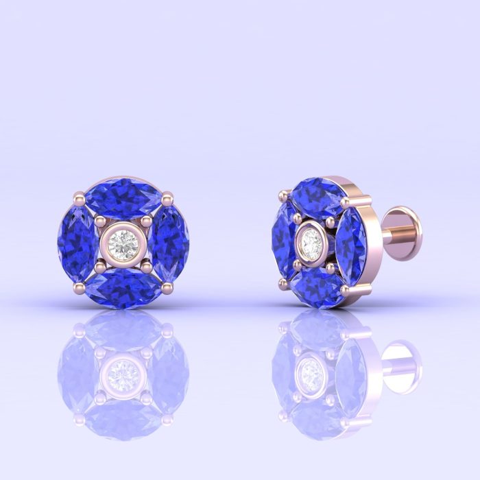 Dainty 14K Tanzanite Stud Earrings, Handmade Jewelry, December Birthstone, Party Jewelry, Gift For Her, Natural Tanzanite Jewelry, Art Deco | Save 33% - Rajasthan Living 12