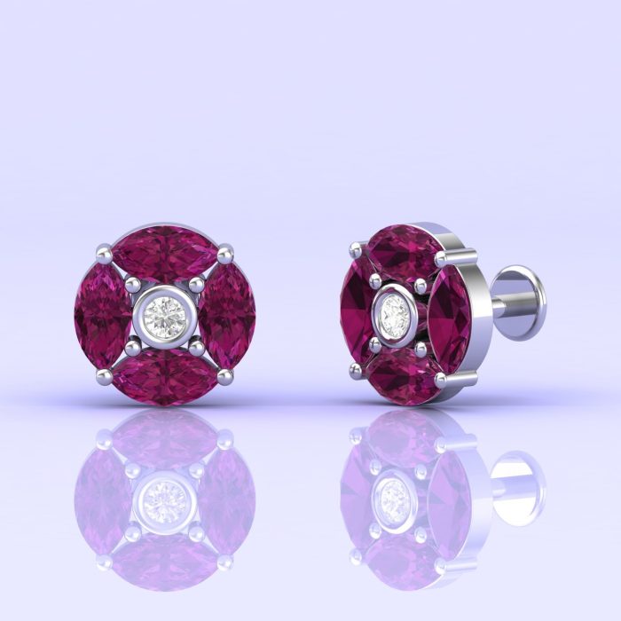 Rhodolite Garnet 14k Stud Earrings, Dainty Stud Earrings, Natural Gemstone Jewelry, Party Jewelry, Gift For Women, Birthstone Jewelry | Save 33% - Rajasthan Living 7