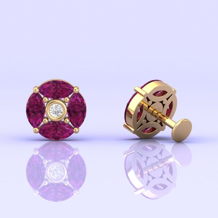 Rhodolite Garnet 14k Stud Earrings, Dainty Stud Earrings, Natural Gemstone Jewelry, Party Jewelry, Gift For Women, Birthstone Jewelry | Save 33% - Rajasthan Living 12