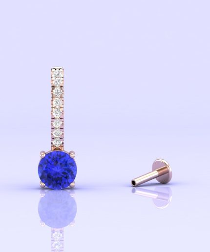 14K Dainty Tanzanite Stud Earrings, Handmade Jewelry, Art Nouveau Earrings, Gift For Her, Rose Gold Earrings, Party Jewelry, Tanzanite Round | Save 33% - Rajasthan Living