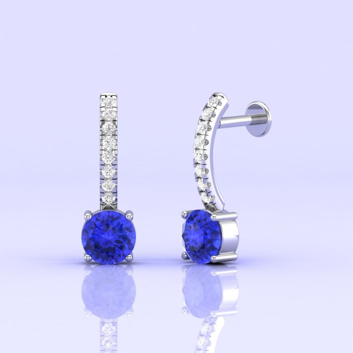 14K Dainty Tanzanite Stud Earrings, Handmade Jewelry, Art Nouveau Earrings, Gift For Her, Rose Gold Earrings, Party Jewelry, Tanzanite Round | Save 33% - Rajasthan Living 8
