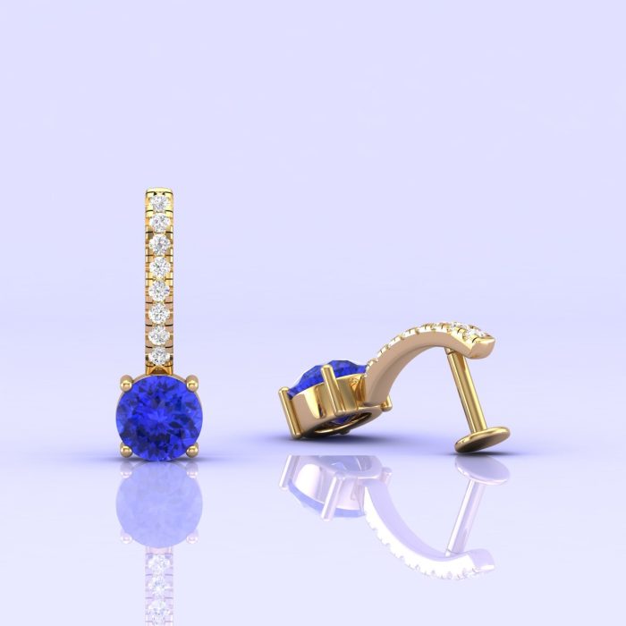 14K Dainty Tanzanite Stud Earrings, Handmade Jewelry, Art Nouveau Earrings, Gift For Her, Rose Gold Earrings, Party Jewelry, Tanzanite Round | Save 33% - Rajasthan Living 11
