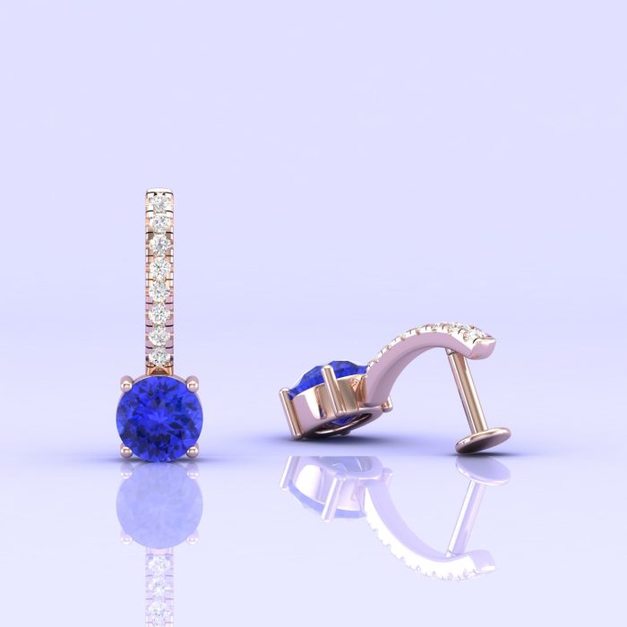 14K Dainty Tanzanite Stud Earrings, Handmade Jewelry, Art Nouveau Earrings, Gift For Her, Rose Gold Earrings, Party Jewelry, Tanzanite Round | Save 33% - Rajasthan Living 7
