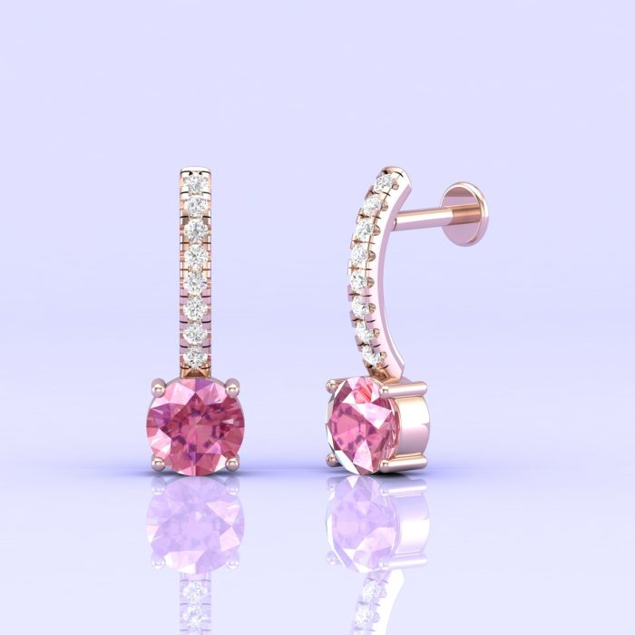 Pink Spinel 14K Stud Earrings, Dainty Stud Earrings, Handmade Jewelry, Natural Spinel, Art Deco Earrings, Gift For Women, August Birthstone | Save 33% - Rajasthan Living 12