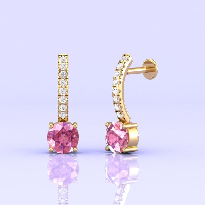 Pink Spinel 14K Stud Earrings, Dainty Stud Earrings, Handmade Jewelry, Natural Spinel, Art Deco Earrings, Gift For Women, August Birthstone | Save 33% - Rajasthan Living 8