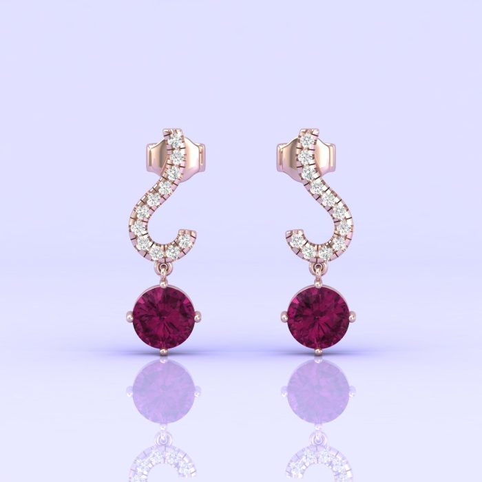 Rhodolite Garnet 14K Dangle Earrings, Natural Garnet Jewelry, Handmade Jewelry, Art Deco Style Earrings, Gift For Her, Anniversary Gift | Save 33% - Rajasthan Living 12