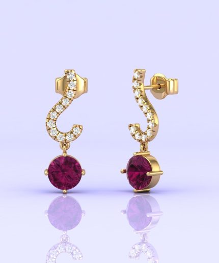 Rhodolite Garnet 14K Dangle Earrings, Natural Garnet Jewelry, Handmade Jewelry, Art Deco Style Earrings, Gift For Her, Anniversary Gift | Save 33% - Rajasthan Living 3