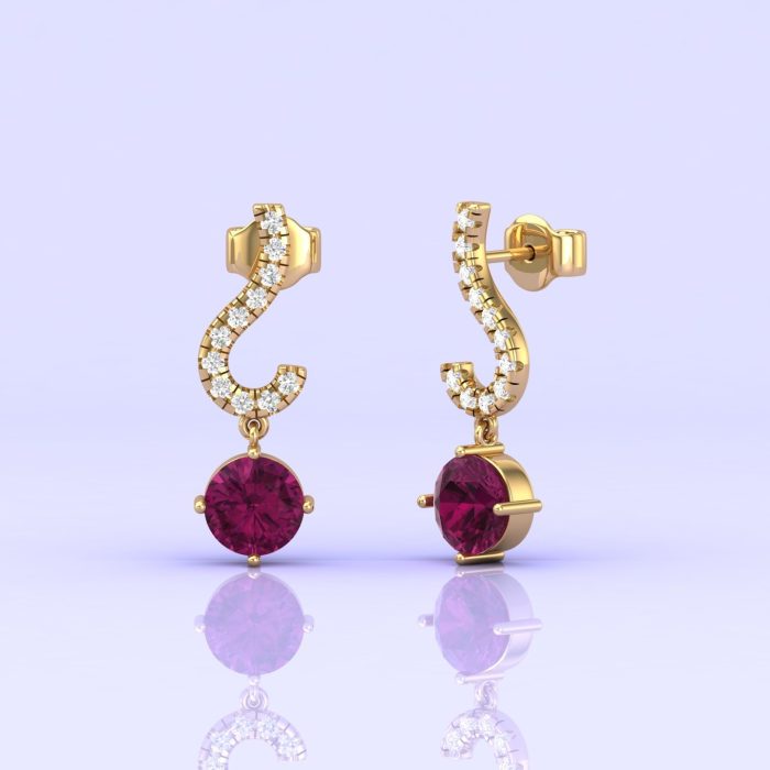 Rhodolite Garnet 14K Dangle Earrings, Natural Garnet Jewelry, Handmade Jewelry, Art Deco Style Earrings, Gift For Her, Anniversary Gift | Save 33% - Rajasthan Living 6