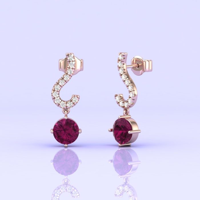 Rhodolite Garnet 14K Dangle Earrings, Natural Garnet Jewelry, Handmade Jewelry, Art Deco Style Earrings, Gift For Her, Anniversary Gift | Save 33% - Rajasthan Living 13