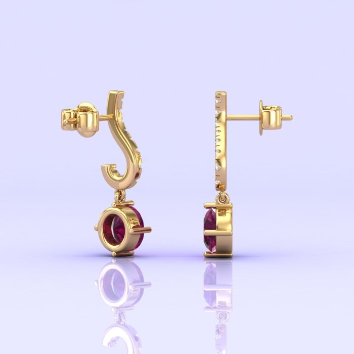 Rhodolite Garnet 14K Dangle Earrings, Natural Garnet Jewelry, Handmade Jewelry, Art Deco Style Earrings, Gift For Her, Anniversary Gift | Save 33% - Rajasthan Living 7