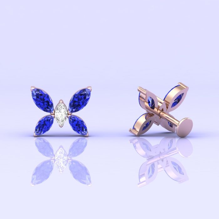 14K Dainty Tanzanite Stud Earrings, Butterfly Studs, Minimalist Earrings, Handmade Jewelry, Party Jewelry, Gift For Women, Birthday Gift | Save 33% - Rajasthan Living 12