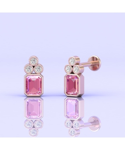 Pink Spinel 14K Gold Earrings, Dainty Stud Earrings, Minimalist Earrings, Jewelry Gift, Birthstone Jewelry, Gemstone Earrings, Jewelry | Save 33% - Rajasthan Living