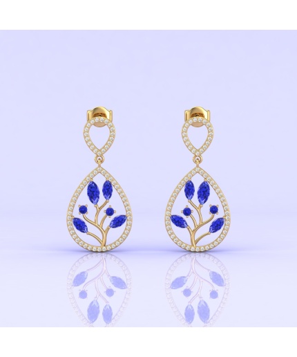 Solid 14K Natural Tanzanite Dangle Earrings, Everyday Gemstone Earrings For Women, Gold Stud Earring For Her, December Birthstone Jewelry | Save 33% - Rajasthan Living