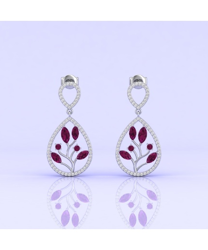 14K Solid Natural Rhodolite Garnet Dangle Earrings, Gold Stud Earrings For Women, Everyday Gemstone Earrings For Her, January Birthstone | Save 33% - Rajasthan Living