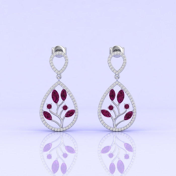 14K Solid Natural Rhodolite Garnet Dangle Earrings, Gold Stud Earrings For Women, Everyday Gemstone Earrings For Her, January Birthstone | Save 33% - Rajasthan Living 5