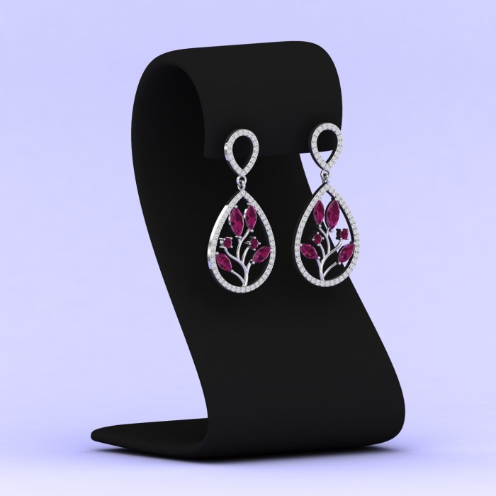 14K Solid Natural Rhodolite Garnet Dangle Earrings, Gold Stud Earrings For Women, Everyday Gemstone Earrings For Her, January Birthstone | Save 33% - Rajasthan Living 7