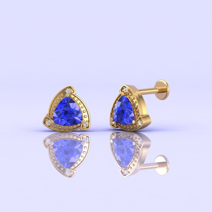 14K Dainty Tanzanite Earrings, Stud Earrings, Gift For Her, Art Deco Earrings, Minimalist Jewelry, Wedding Jewelry, Handmade Jewelry | Save 33% - Rajasthan Living 8