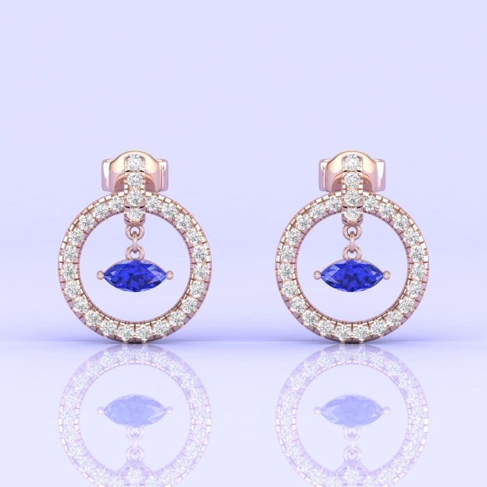 Dainty 14K Natural Tanzanite Evil Eye Dangle Earrings, December Birthstone Earrings For Women, Everyday Gemstone Jewelry For Her, Vintage | Save 33% - Rajasthan Living 8