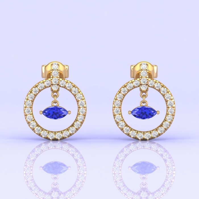 Dainty 14K Natural Tanzanite Evil Eye Dangle Earrings, December Birthstone Earrings For Women, Everyday Gemstone Jewelry For Her, Vintage | Save 33% - Rajasthan Living 12