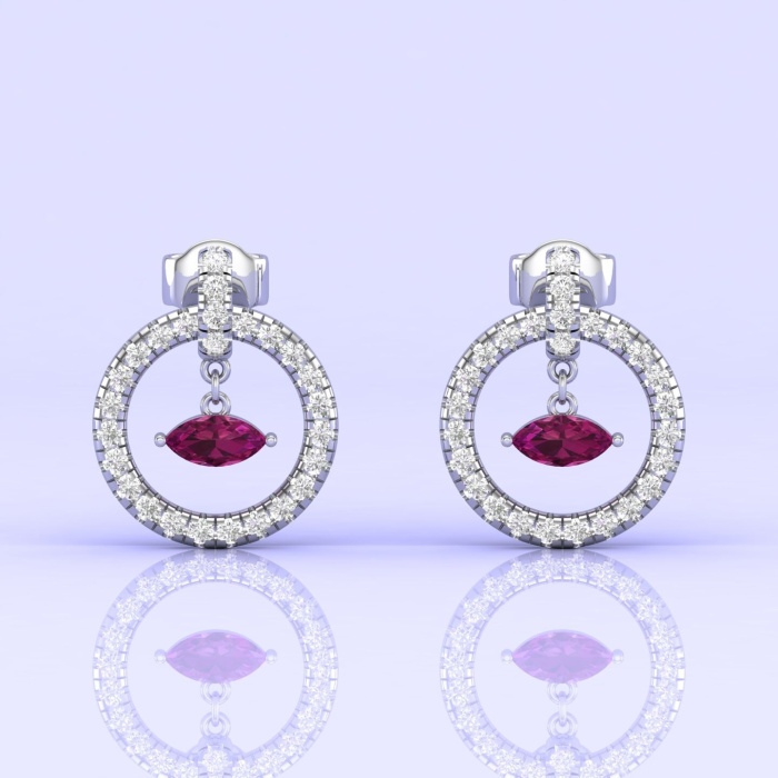 14K Dainty Natural Rhodolite Garnet Evil Eye Dangle Earrings, Everyday Gemstone Jewellery For Women, Gold Stud Earrings For Her, Garnet Cut | Save 33% - Rajasthan Living 13