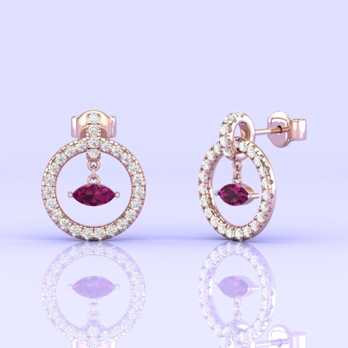 14K Dainty Natural Rhodolite Garnet Evil Eye Dangle Earrings, Everyday Gemstone Jewellery For Women, Gold Stud Earrings For Her, Garnet Cut | Save 33% - Rajasthan Living 8