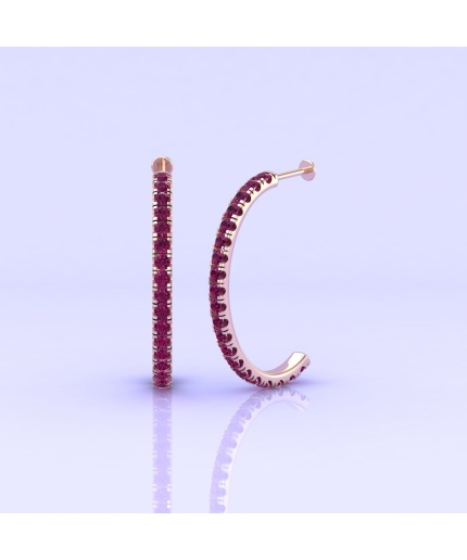 Solid 14K Natural Rhodolite Garnet Hoop Earrings, January Birthstone Earrings For Women, Everyday Gemstone Jewelry For Her, Handmade Jewelry | Save 33% - Rajasthan Living