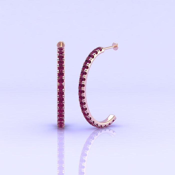 Solid 14K Natural Rhodolite Garnet Hoop Earrings, January Birthstone Earrings For Women, Everyday Gemstone Jewelry For Her, Handmade Jewelry | Save 33% - Rajasthan Living 5