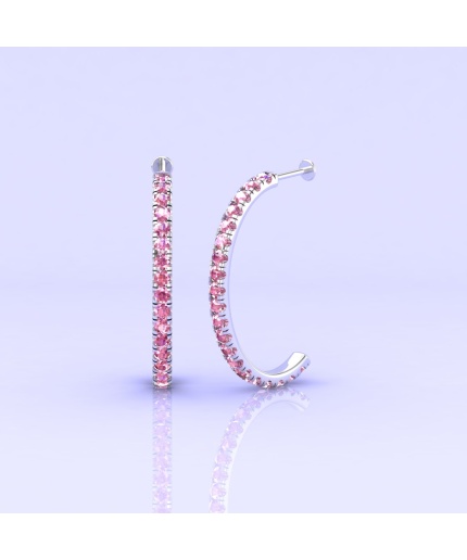 Dainty 14K Natural Pink Spinel Earrings, Everyday Gemstone Half Hoop Earrings For Women, August Birthstone Jewelry For Her, Handmade Jewelry | Save 33% - Rajasthan Living