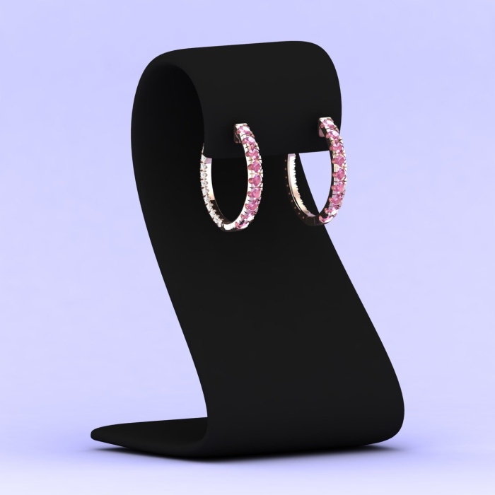 14K Dainty Natural Pink Spinel Hoop Earrings, Everyday Gemstone Jewelry For Women, Handmade Gold Stud Earrings For Her, August Birthstone | Save 33% - Rajasthan Living 10