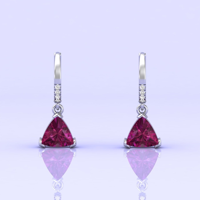 14K Rhodolite Garnet Dangle Earrings, Handmade Jewelry, Art Deco, Gift For Her, Gemstone Earrings, Trillion Cut Gemstone, Anniversary Gift | Save 33% - Rajasthan Living 13