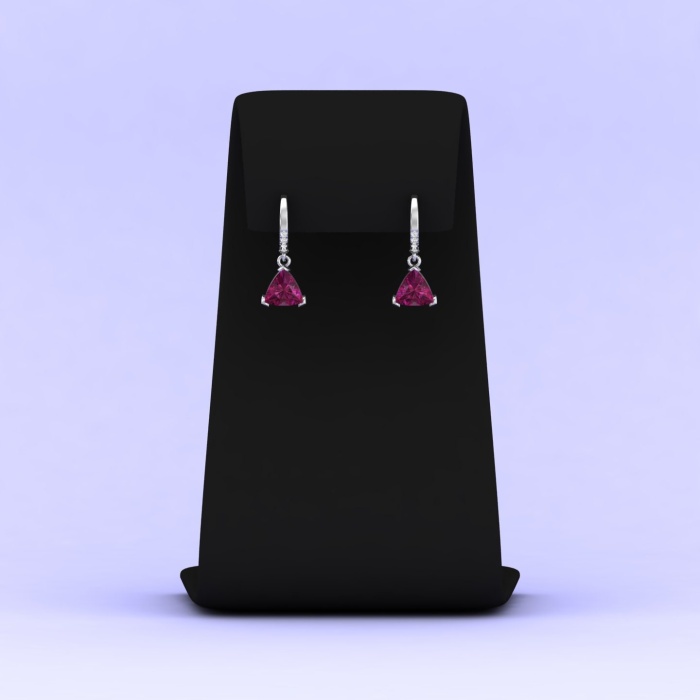 14K Rhodolite Garnet Dangle Earrings, Handmade Jewelry, Art Deco, Gift For Her, Gemstone Earrings, Trillion Cut Gemstone, Anniversary Gift | Save 33% - Rajasthan Living 11